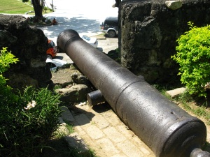 one of the cannons inside the fort